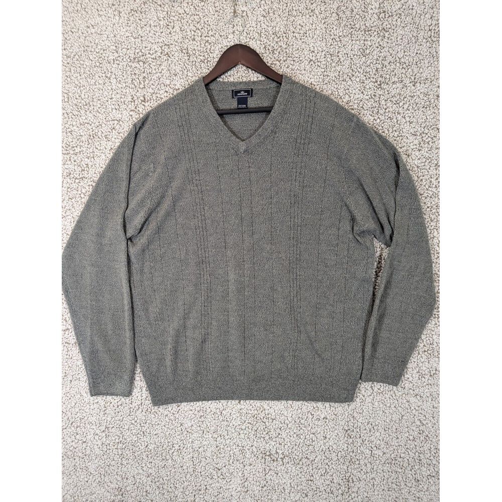 Dockers Men's V-Neck Sweater - 2XLT - Gray - 100% Acrylic Soft‎ Preppy